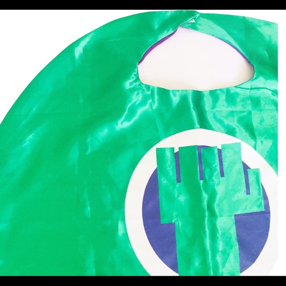 Hulk Theme Superhero Dress Up/Pretend Play Velcro Cape Green/Purple One Size - Picture 3 of 9